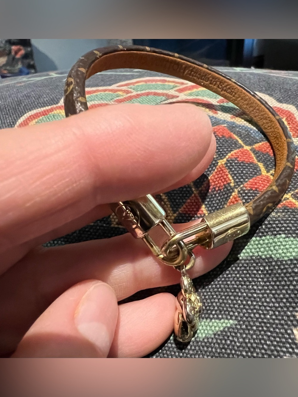 Louis Vuitton Vivienne Brown Leather Bracelet with Gold Hardware